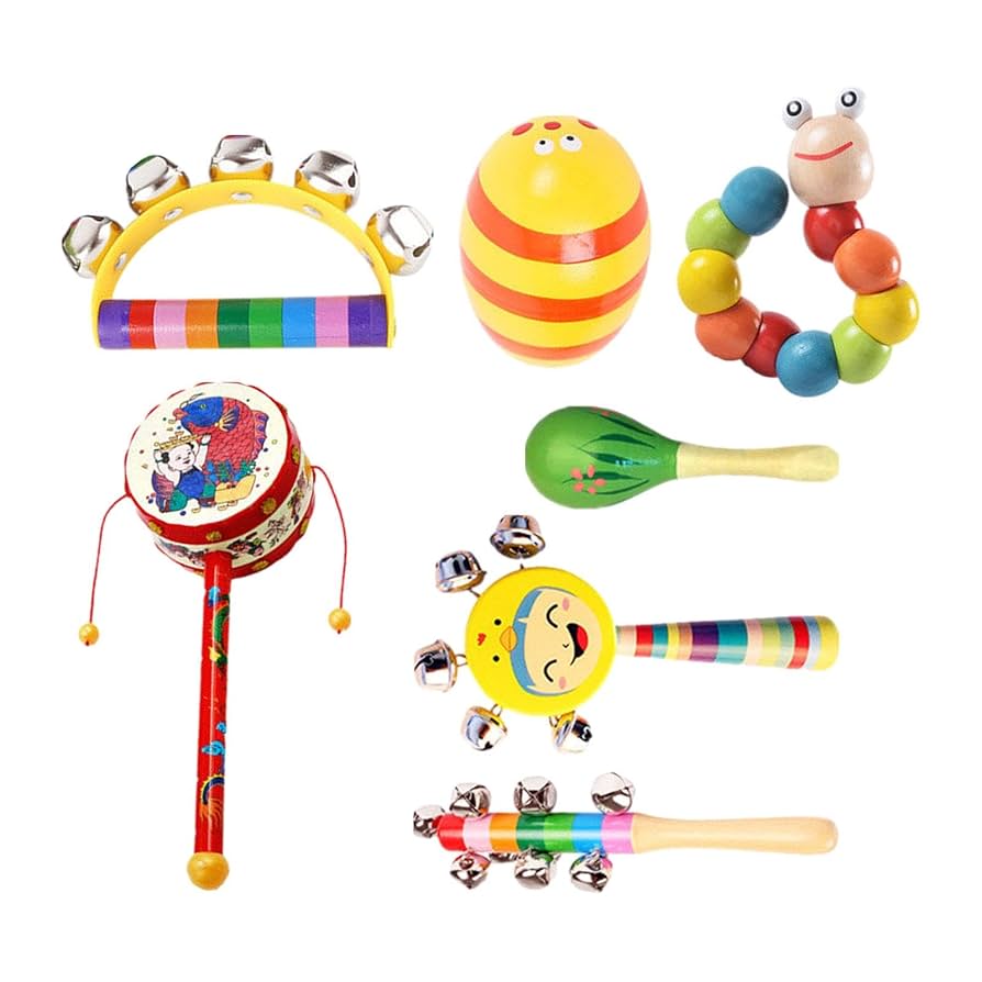 Amazon | T Tooyful 7 個木製ベビーガラガラセット子供楽器